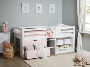 Beliani Łóżko na antresoli Drewno SUSVILLE 90 x 200 cm Różowy 4