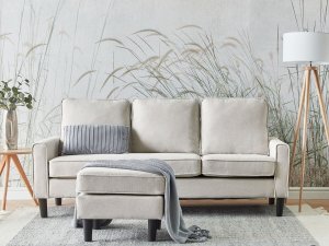 Beliani Sofa 3-osobowa z otomaną jasnobeżowa AVESTA 2