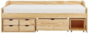 Beliani Łóżko dzienne z szufladami Drewno ROYVILLE 90 x 200 cm Jasnobrązowy 2