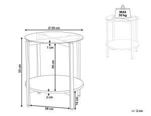 Beliani Stolik pomocniczy szklany jasne drewno ze złotym LOVELL 3