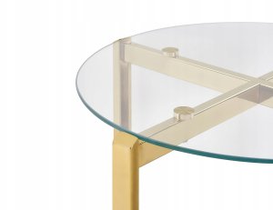 Beliani Stolik pomocniczy szklany jasne drewno ze złotym LOVELL 4
