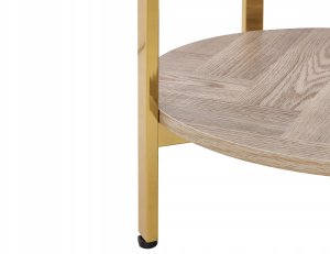 Beliani Stolik pomocniczy szklany jasne drewno ze złotym LOVELL 5