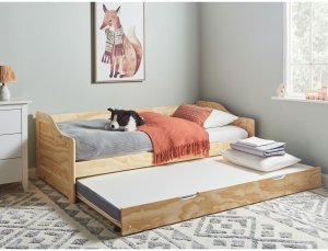 Beliani Łóżko wysuwane Drewno LUNERAY 90 x 200 cm Jasnobrązowy 2