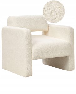 Beliani Fotel HALLSBERG Boucle Złamana biel 2