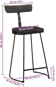 vidaXL Hokery barowe 2 szt. Czarny 49x43x88 cm Drewno lite Mango 9