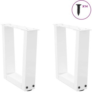 vidaXL Nogi do stołu jadalnego w kształcie litery V 2 szt. Białe Stal 3