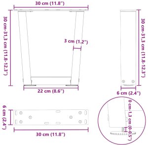 vidaXL Nogi do stołu jadalnego w kształcie litery V 2 szt. Białe Stal 10