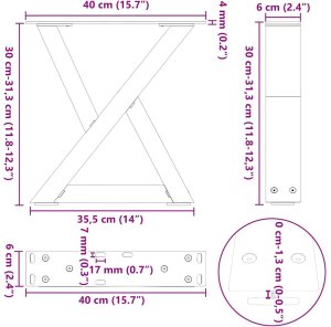 vidaXL Nogi do stolika kawowego 2 szt. Stal 10