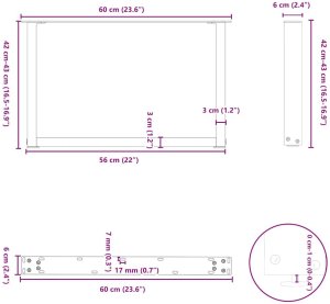 vidaXL Nogi do stolika kawowego, 2 szt., antracyt, 60x(42-43) cm, stal 10