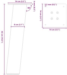 vidaXL Nogi do stolika kawowego, 4 szt., stal, 42 cm, stal 10