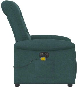 vidaXL Rozkładany fotel masujący, elektryczny, ciemnozielony, tkanina 6