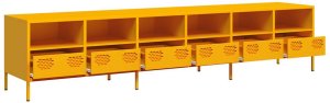 vidaXL Szafka RTV, żółta, 202x39x43,5 cm, stal walcowana na zimno 4