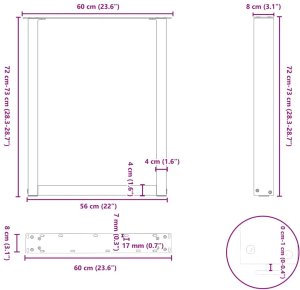 vidaXL Nogi do stolika kawowego, 2 szt., antracyt, 60x(72-73) cm, stal 10