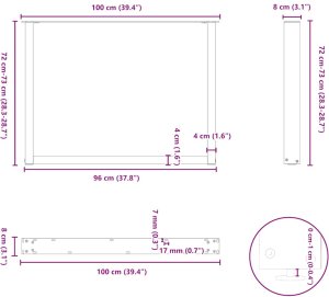vidaXL Nogi do stolika kawowego, 2 szt., antracyt, 100x(72-73) cm 10