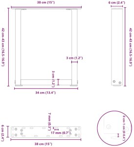 vidaXL Nogi do stolika kawowego, 2 szt., antracyt, 38x(42-43) cm, stal 10