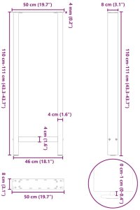 vidaXL Nogi do stolika kawowego, białe, 2 szt., 50x(110-111) cm, stal 10