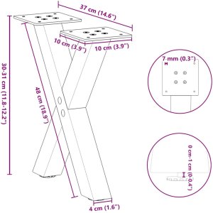 vidaXL Nogi do stolika kawowego, 2 szt., antracyt, 37x(30-31) cm, stal 9