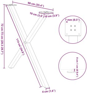 vidaXL Nogi do stołu jadalnianego, 2 szt., 90x(72-73) cm, stal 10