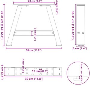 vidaXL Nogi do stolika kawowego, 2 szt., biale, 30x(30-31) cm, stal 10