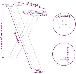 vidaXL Nogi do stolika kawowego, 2 szt., 50x(42-43) cm 10