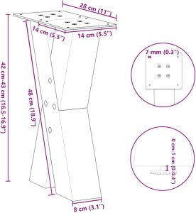 vidaXL Nogi do stolika kawowego, 2 szt., 28x(42-43) cm 10