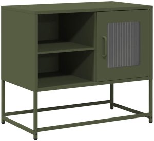 vidaXL Szafka pod telewizor, oliwkowa, 68x39x60,5 cm, stalowa 2