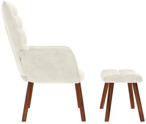 vidaXL Fotel relaksacyjny ze stołkiem, kremowy aksamit 7