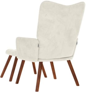 vidaXL Fotel relaksacyjny ze stołkiem, kremowy aksamit 8