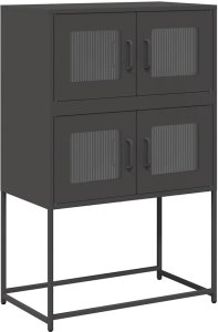 vidaXL Komoda wysoka czarna 68x39x107 cm stalowa 2