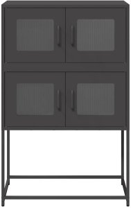 vidaXL Komoda wysoka czarna 68x39x107 cm stalowa 5