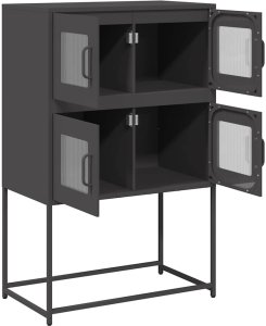 vidaXL Komoda wysoka czarna 68x39x107 cm stalowa 6