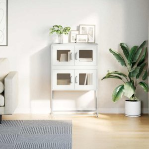 vidaXL Komoda biała 68x39x107 cm stal 4