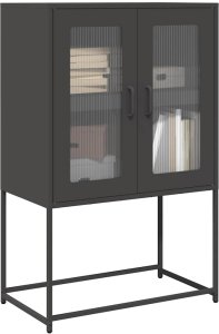 vidaXL Komoda wysoka czarna 68x39x107 cm stalowa 1