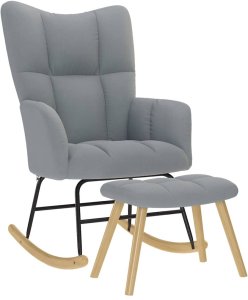 vidaXL Fotel bujany z podnóżkiem, jasnoszary, tkanina 2