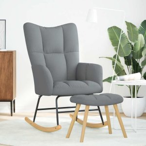vidaXL Fotel bujany z podnóżkiem, jasnoszary, tkanina 3