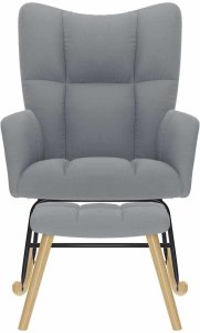 vidaXL Fotel bujany z podnóżkiem, jasnoszary, tkanina 4