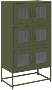 vidaXL Komoda Oliwkowo-zielona 68x39x123 cm Stal 2