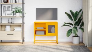 vidaXL Szafka pod telewizor, musztardowa, 68x39x60,5 cm, stalowa 3