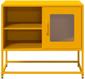 vidaXL Szafka pod telewizor, musztardowa, 68x39x60,5 cm, stalowa 5