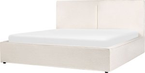Beliani Łóżko z pojemnikiem Boucle MOISSAC 180 x 200 cm Złamana biel 2