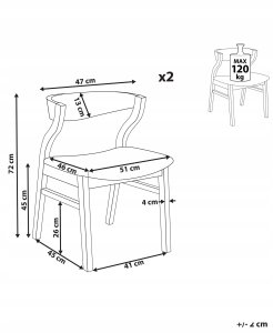 Beliani Zestaw 2 krzeseł do jadalni MAROA Drewno Jasnobeżowy 3