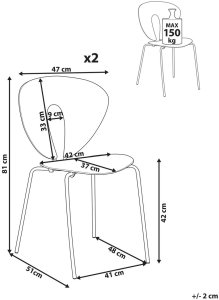 Beliani Zestaw 2 krzeseł do jadalni TRACY Jasnozielony 2