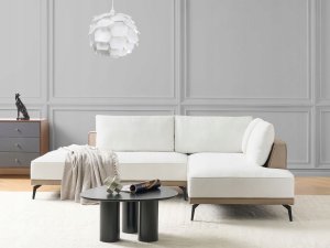 Beliani Narożnik modułowy lewostronny złamana biel MYKEN 2