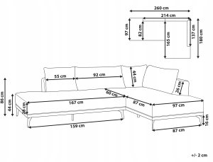 Beliani Narożnik modułowy lewostronny złamana biel MYKEN 3