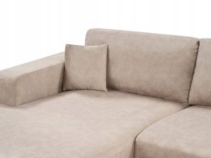 Beliani Narożnik 3-osobowy welurowy prawostronny beżowy LOFOTEN 9