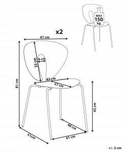 Beliani Zestaw 2 krzeseł do jadalni TRACY Czarny 3