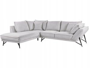 Beliani Narożnik prawostronny lniany jasnoszary ELGA 4