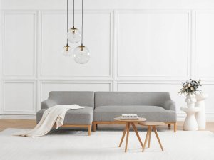 Beliani Narożnik prawostronny szary SOSJO 2