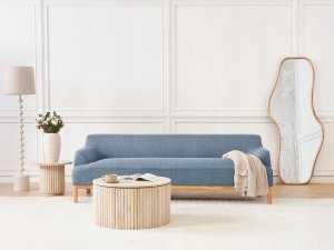 Beliani Sofa 3-osobowa niebieska SOSJO 2