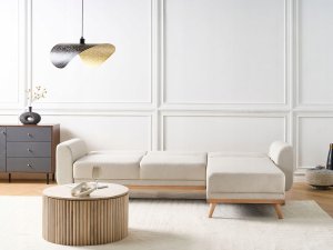 Beliani Narożnik rozkładany lewostronny jasnobeżowy OLLSTA 4